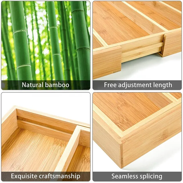 Cajón extensible de bambú para cocina, organizador de cucharas, tenedores,  cuchillos, cubiertos, soporte de utensilios, divisor de bandeja de  cubiertos ajustable - AliExpress