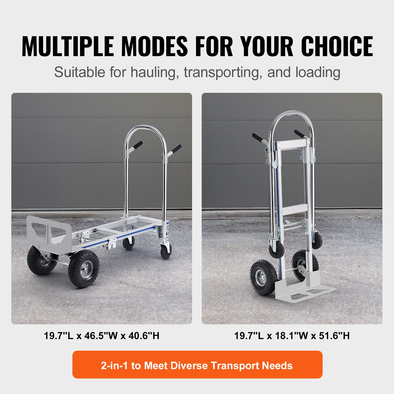 SucceBuy Folding Hand Truck Aluminum Heavy Industrial Collapsible Dolly Cart for Transport and Moving in Warehouse Supermarket