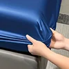 1 Simple Modern Satin Solid Color Fitted Sheet, Solid Color Ice Silk Bedspread For Bedroom, Bedding (Excluding Pillowcases) 5