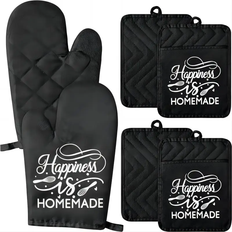 Set di guanti da forno e presine da cucina con anemone
