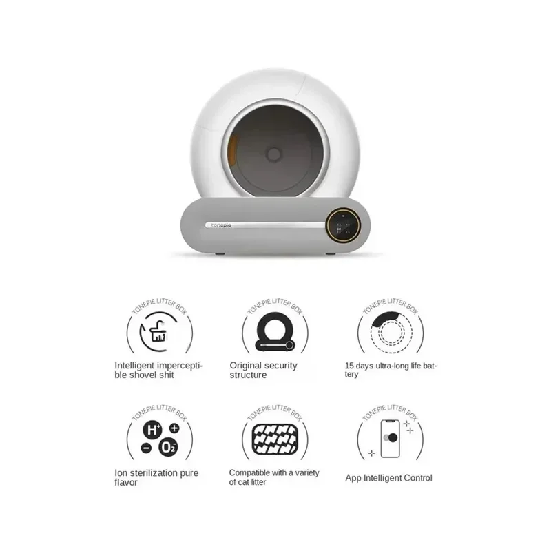 Tonepie Automatic Smart Cat Litter Box Self Cleaning App Control Large Cat Toilet 65L Watermen For Cat English Version Cats 2