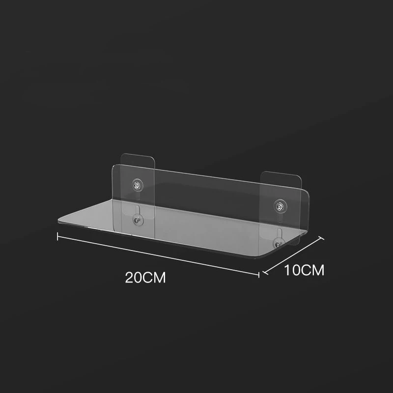 Support de rangement en acrylique, étagère murale transparente, bâton d'affichage flottant épais, salle de bains, cuisine, organisateur de rebord 20-50cm