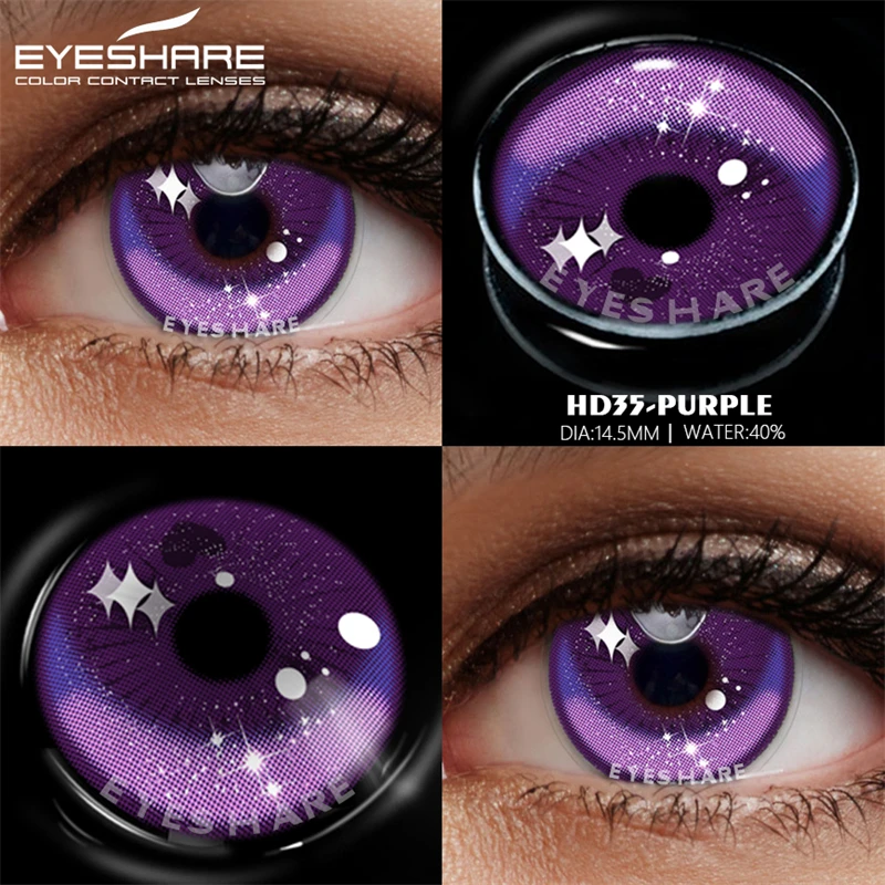 Vibrant Purple Anime Cosplay Contact Lenses - 2pcs for Halloween & Makeup Transformation