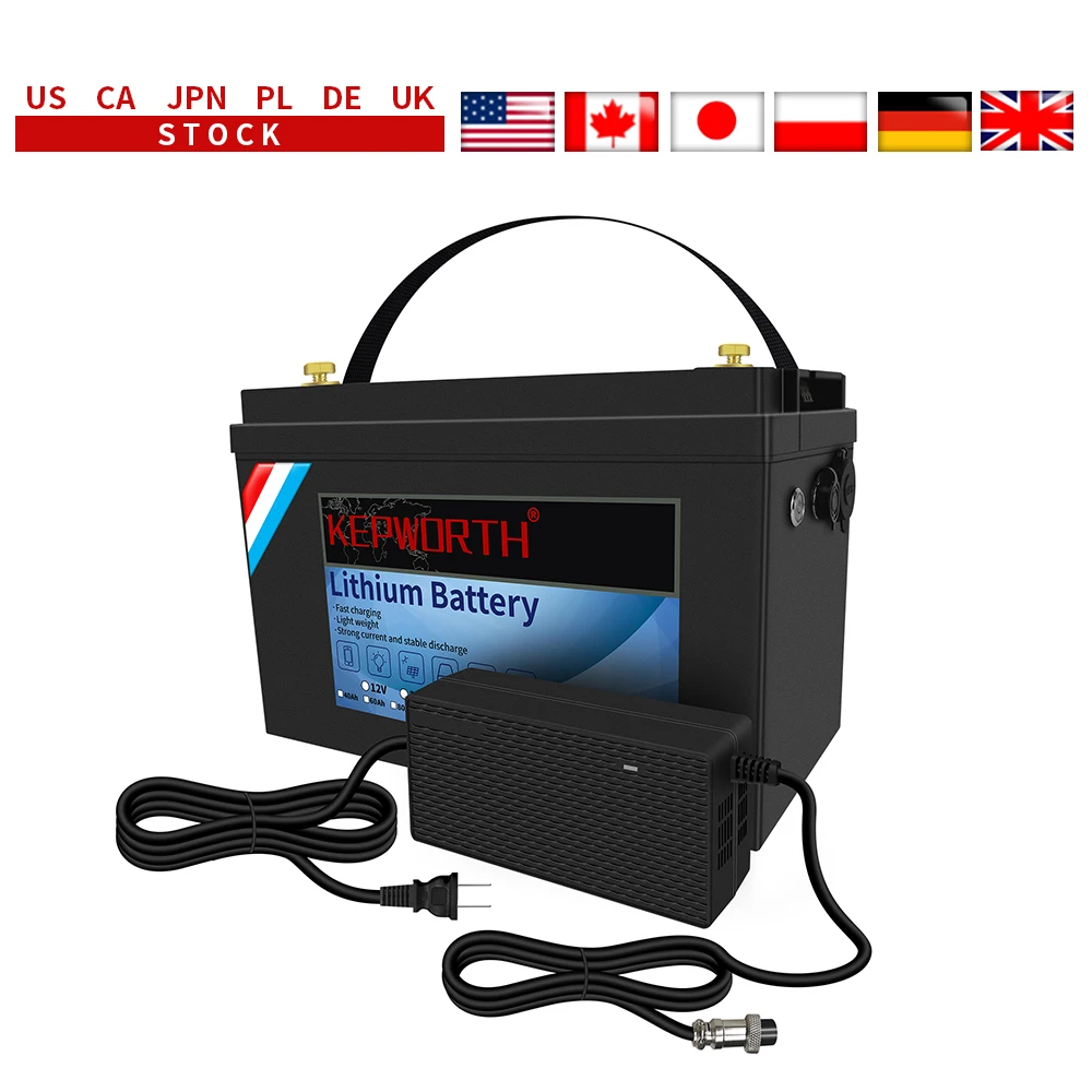 LiFePO4 Deep Cycle Battery 12V 100Ah with Built-in 100A BMS for RV Campers Solar Golf Carts Marine Trolling Motor rechargeable battery
