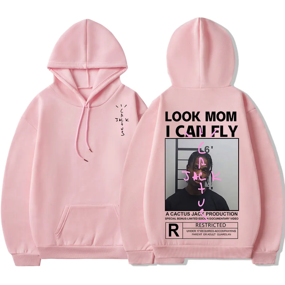 Cactus Jack Logo Print Hoodie Men Women LOOK MOM I CAN FLY Travis Scott Pullover Unisex Fashion Hip Hop Sweatshirts Streetwear 4