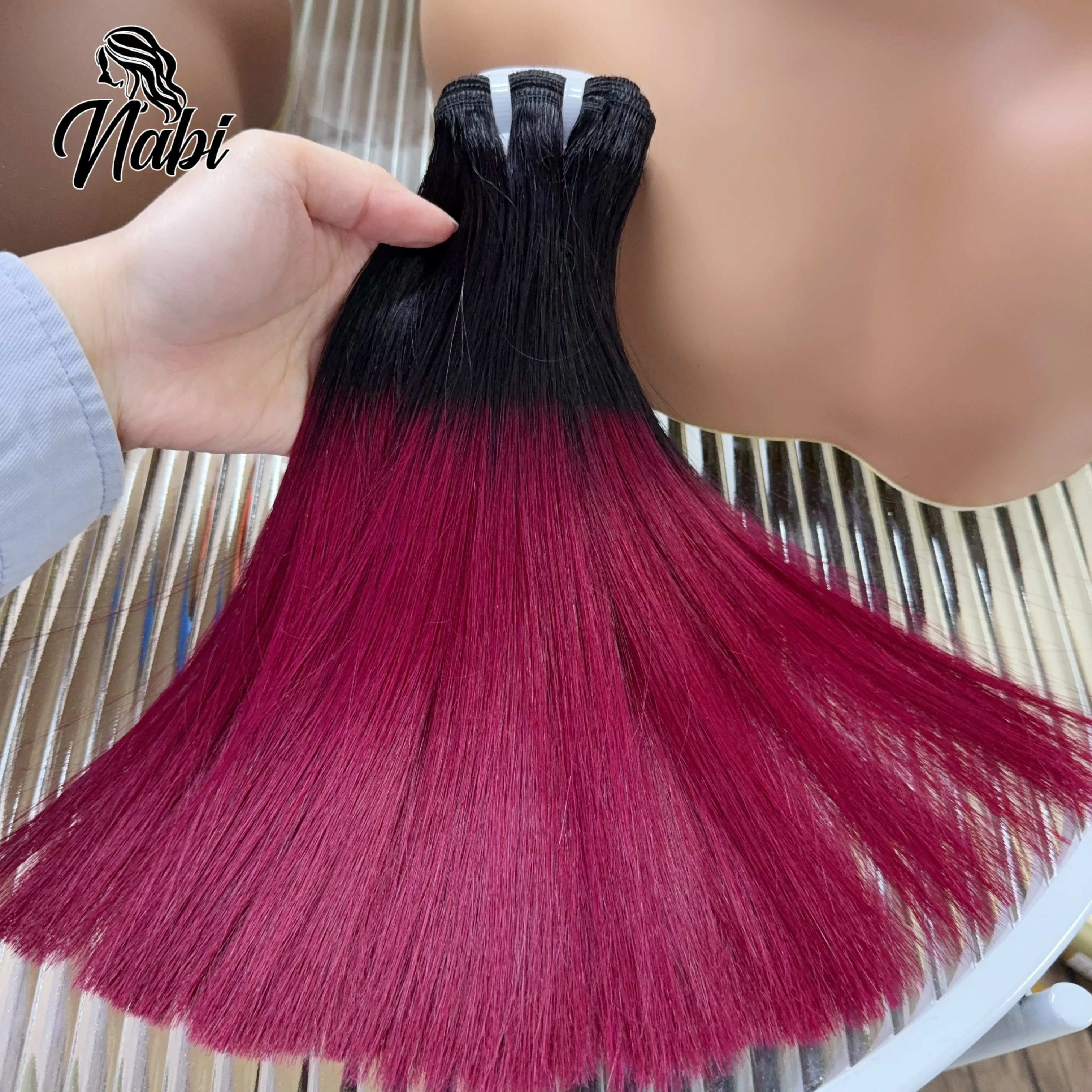 Nabi 16A Double Drawn Hair Bundles Straight Raw Vietnamese Human Hair Unprocessed Bundles Weft 4/27# 99J# Black Women
