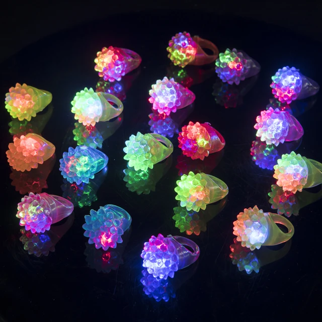 Flashing Jelly Light Up Rings - Soft Plump Blinking LED Party Rings For Kids & Raves