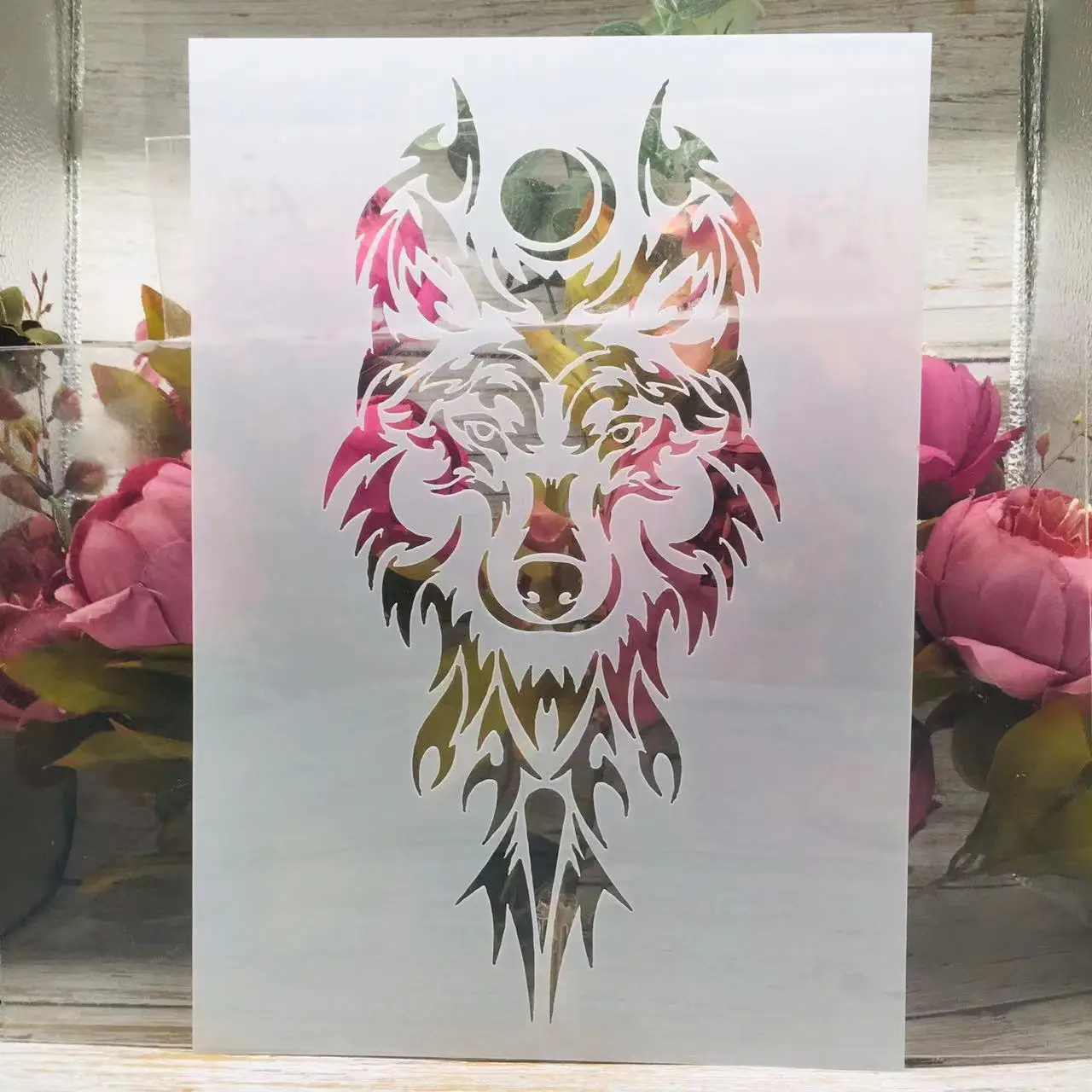 

A4 29cm Wolf Dog Totem DIY Layering Stencils Wall Painting Scrapbook Coloring Embossing Album Decorative Template