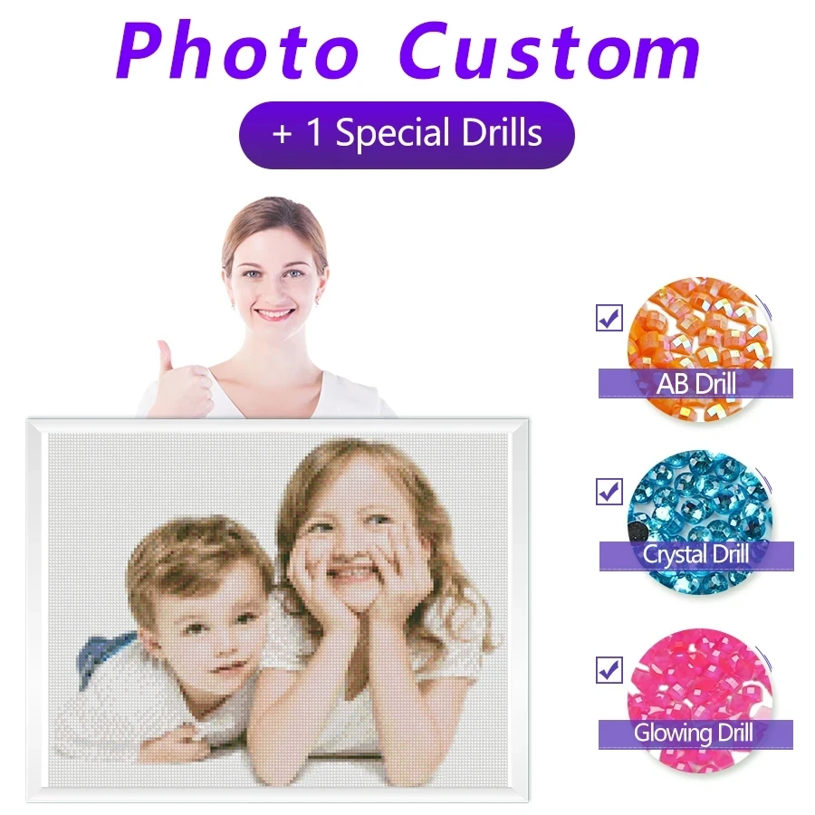 Photo Poured Glue Diamond Painting 1 Special Drill AB Crystal Glowing Drill Decoration Embroidery Handmade ASF3000