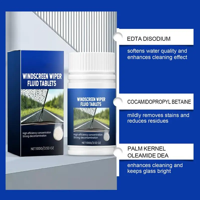 Cleaning Concentrated Tablets Car Windshield Cleaning Effervescent Tablets Long-Lasting Outdoor Window Cleaner Deep For