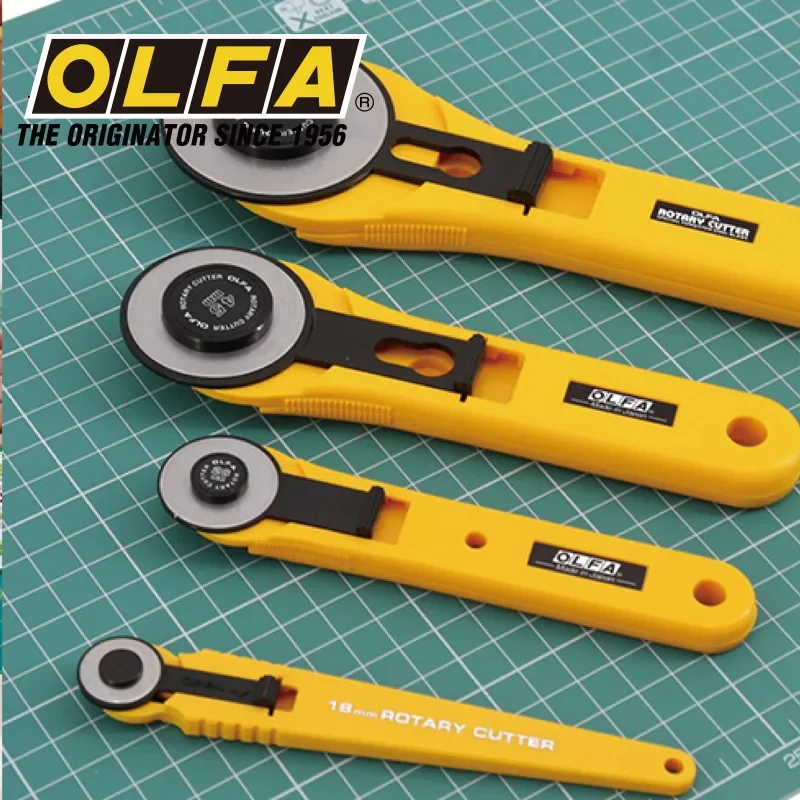 Original OLFA Safety Type Rotary Cutter Fabric Knife Patchwork Curved Line Anytime Cutting RTY Series from Japan