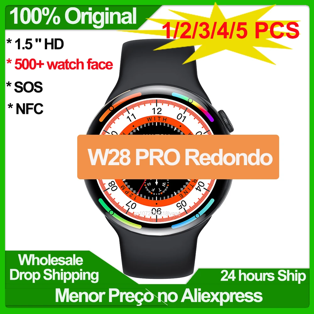 W28PRORedondoSmartWatchMenNFCSiriBTCallWirelessCharging