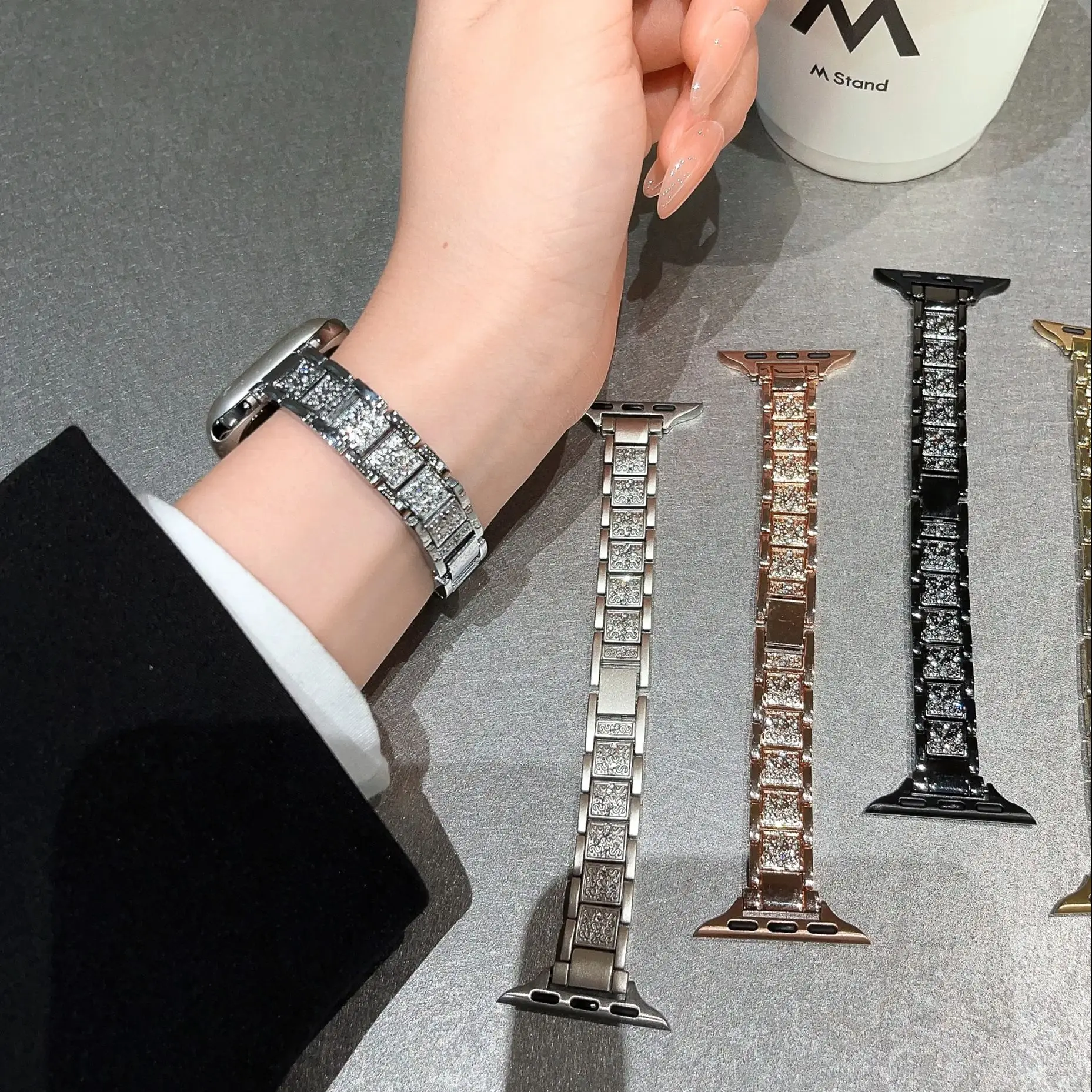 Fashion Alloy Strap for iWatch SE Women Shiny