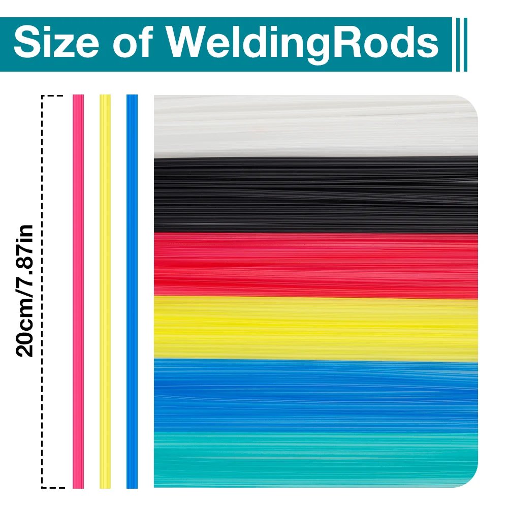 Plastic Welding Rods Colorful PP Welding Sticks DIY 20cm 5x2mm for Plastic Welder Guns Car Bumper Repair Supplies 60PCS