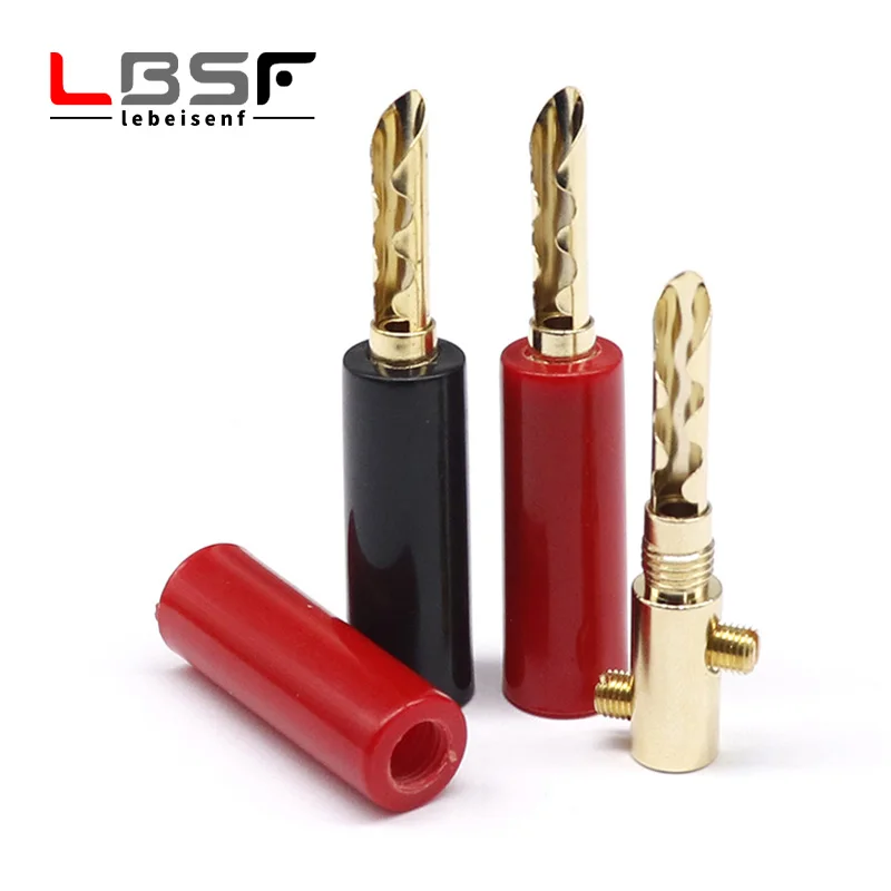 4pcs2pairsBananaplug24KGoldPlatedCopperBFA4mmBananaconnector