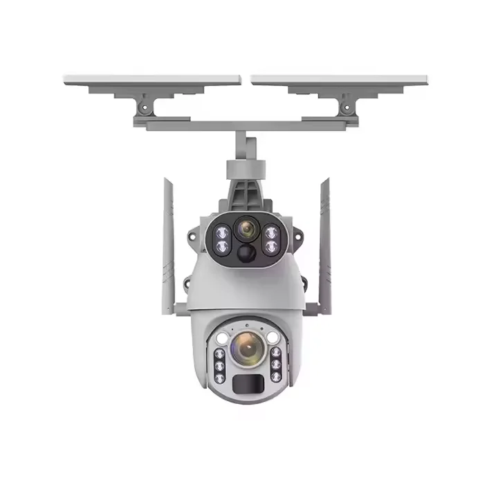 UBOX 4G 심카드 3MP 20배 광학 줌 태양광 배터리 카메라 실외 무선 듀얼 렌즈 12W 6MP 태양광 카메라