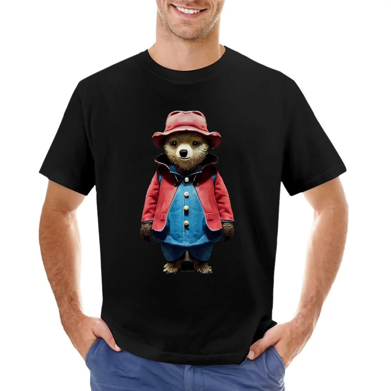 Paddle Bear In Red _ Amp _ Blue Coat T-Shirt Plus Size Magliette Magliette Grafiche Da Uomo Divertenti