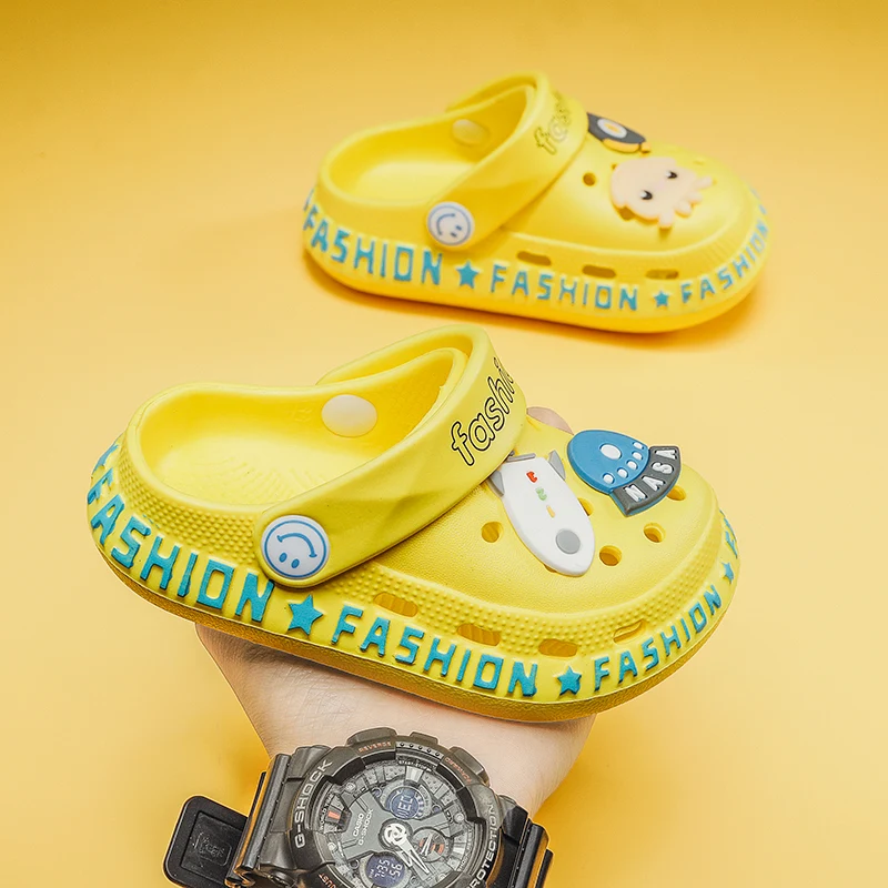 

Girls Boys Hole Shoes Babies Beach Slippers Cute Cartoon Pattern Children Indoor Drag Footwear Kids Soft Non-slip Bottom Shoes