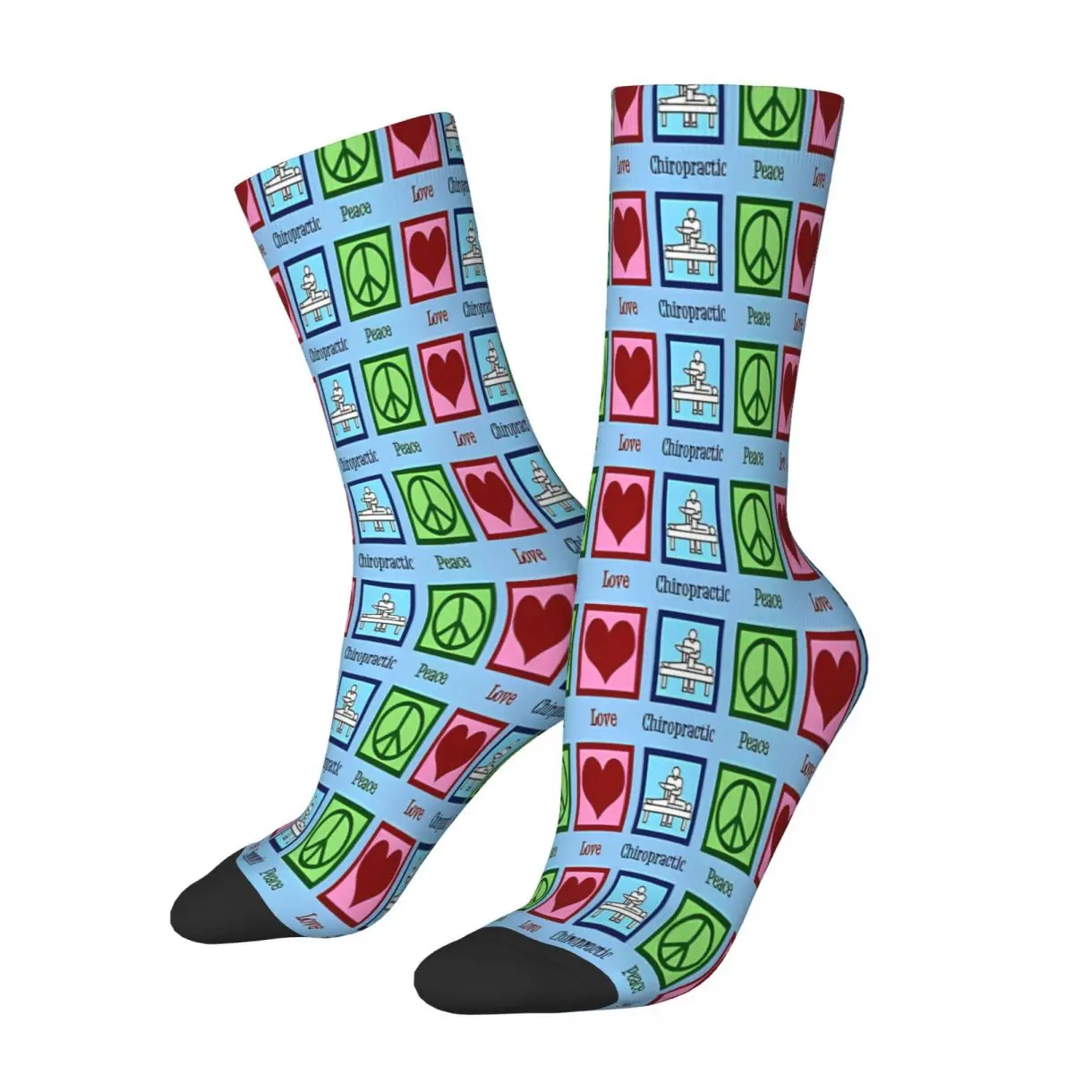 

Peace Love Chiropractic Socks Male Mens Women Winter Stockings Hip Hop