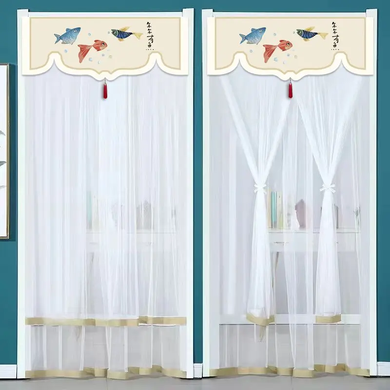 Summer Anti-Mosquito and Insect-proof Lace Partition Curtain Anti-fly Curtain Kitchen and Bedroom Decorative Door Curtain, 1Pc
