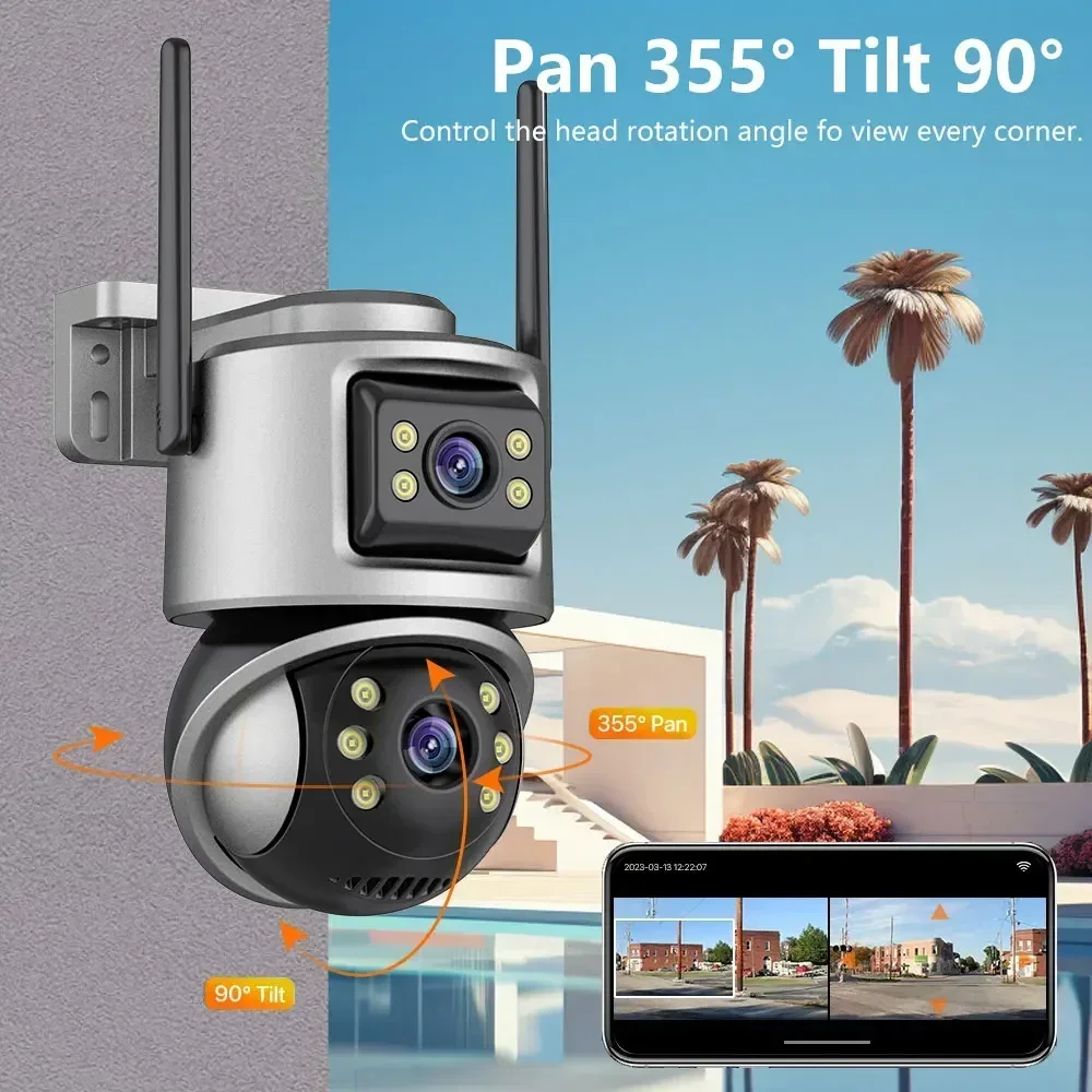 ICN2-Caméra de surveillance extérieure PTZ IP WiFi 4K, dispositif de sécurité sans fil, avec suivi automatique, audio bidirectionnel, XMEYE