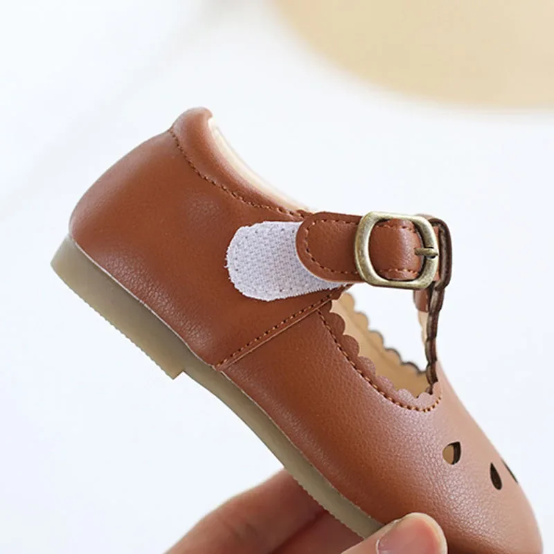 Kids T Strap Leather Shoes Girls Princess Shoes Boys Breathable Flats Mary Janes Black Brown Child Baby Toddlers Spring Autumn