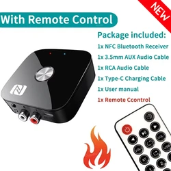 Wireless HiFi Audio Receiver with NFC and Bluetooth 5.3, USB and AUX Connectivity, Remote Controlled - V5.3 (With Remote Control)