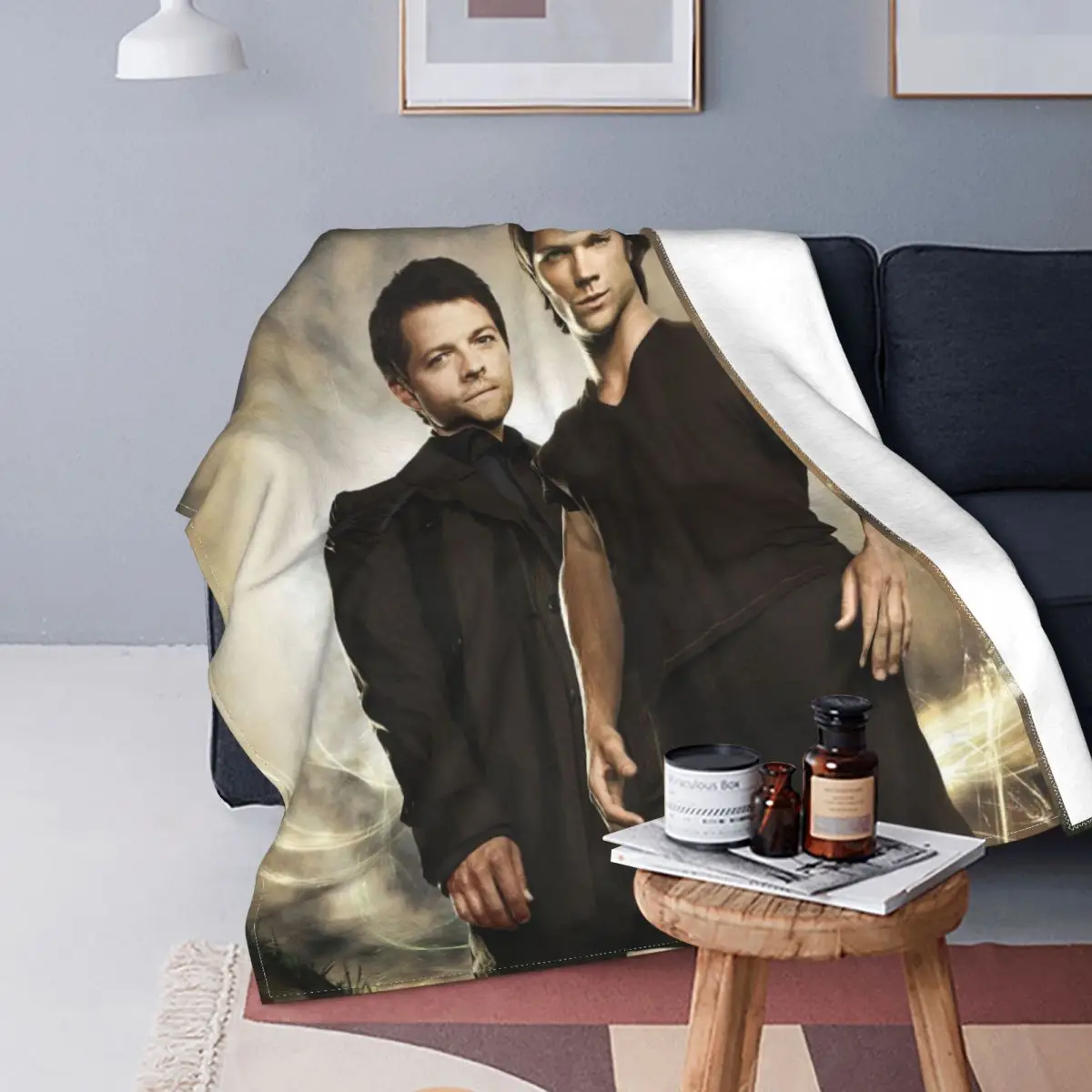 

3D Printed Supernatural Blanket Flannel Print Sam Winchester Portable Super Warm Blanket for Sofa Sofa Plush Thin Quilt