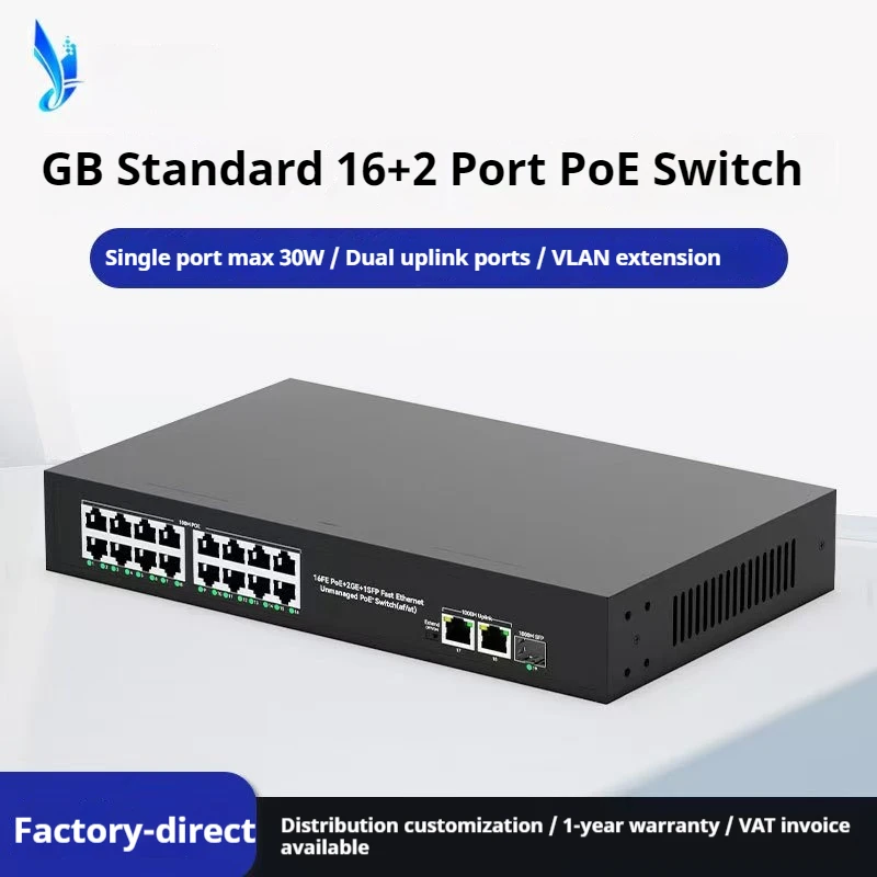 새로운 POE RJ45 이더넷 스위치 SFP 48V(802.3af/at 업링크 비관리형 플러그 앤 플레이, IP 카메라/NVR용)