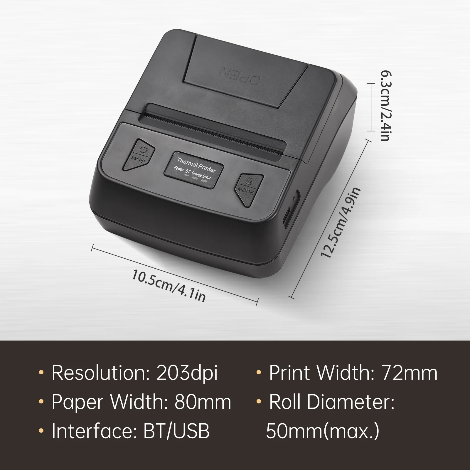 T380TS 80mm Receipt Label Printer Wireless BT Thermal Receipt Printer Mobile Bill Printer Compatible with Android/iOS/Win System
