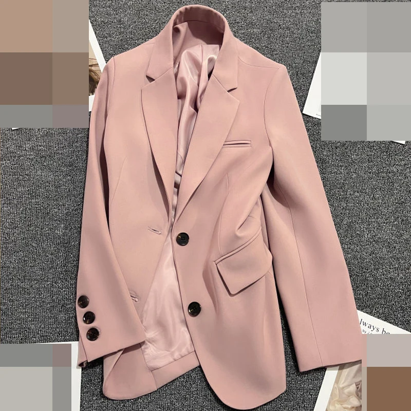 Pink casual small suit jacket women\'s design  niche loose top spring and autumn student suit women  blazer feminino
