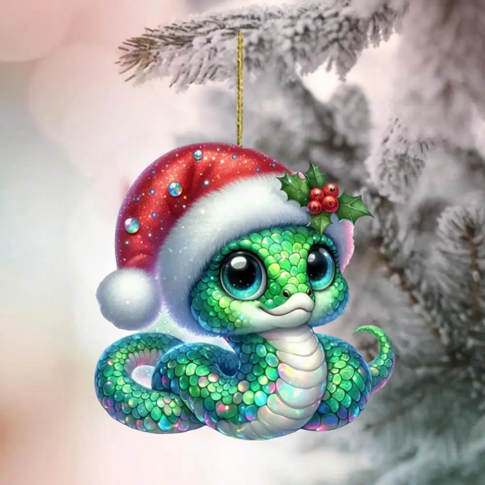 Whimsical Snake Decor Christmas Snake Decoration Festive Christmas Ornament Set Acrylic Cartoon Pendant for Tree for Home ornament crafts miniature ornament simulation snake figurine