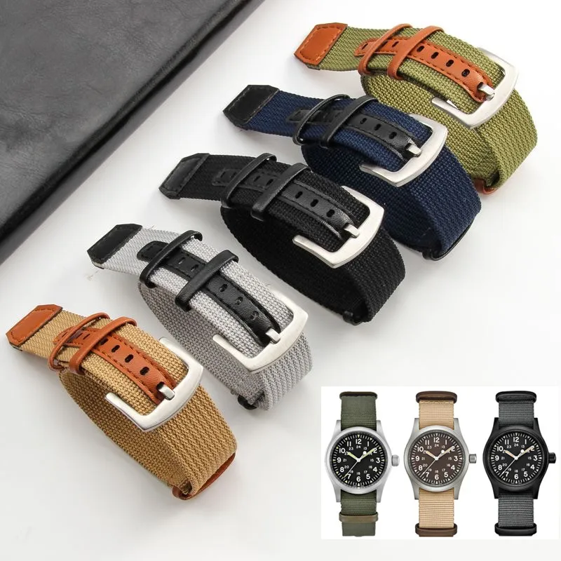 

20/22mm Woven Nylon watch strap for Hamilton MECHANICAL BRONZE/PILOT PIONEER MECHANICAL/ FROGMAN AUTO Rolex Integral bracelet