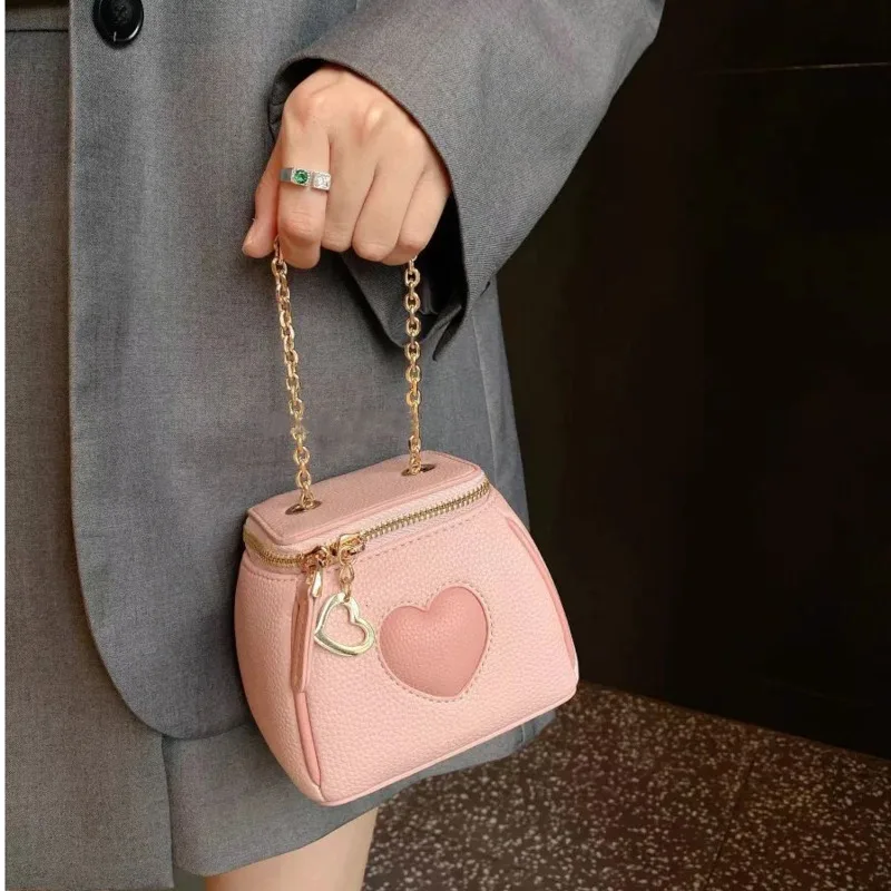 Pink Heart Bags For Women 2023 Women's Fashion Casual Handbags Korean