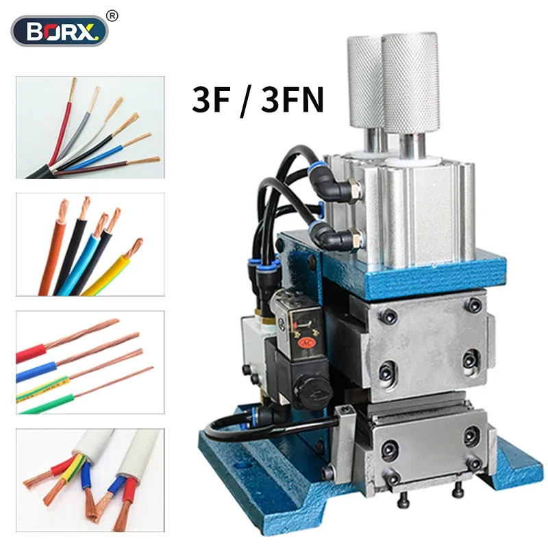 BORX 공압 자동 와이어 스트리핑 기계, 케이블 트위스트 필링 기계, 3-25mm 스트리핑 길이 220V, 110V, 3F, 3FN, 4F, 4FN