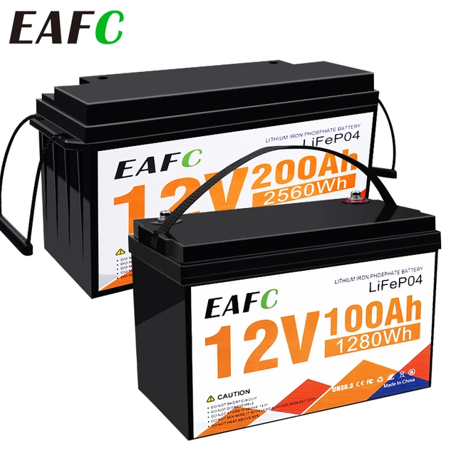 EAFC 12V 100Ah 200Ah LiFePo4 Batterie Pack Lithium-Eisen Phosphat