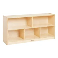 ECR4Kids 5-Compartment Mobile Storage Cabinet, 24in, Classroom Furniture, Natural 1