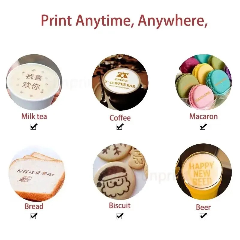 EVEBOT Inkjet Printer Metal Housing Print Range 26*100MM Portable Home Personalized Printpen HD Printing Pattern On Coffee