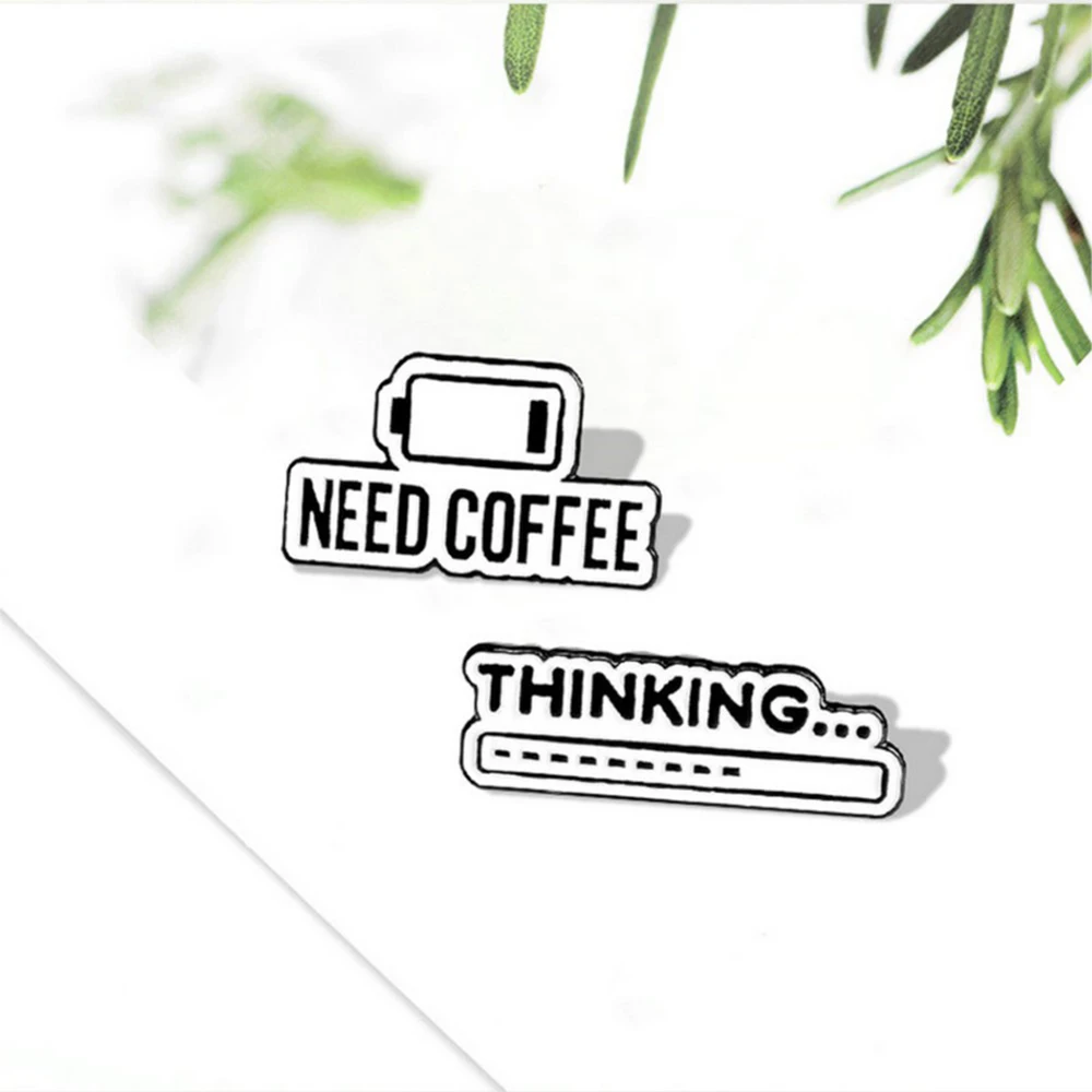 

Coffee Mind Enamel Pin Thinking Progress Bar Badge Coffee Life Brooch Custom Lapel pin Shirt Bag Simple Jewelry Gift for friend