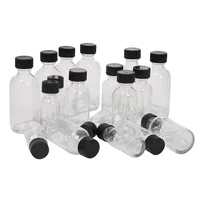 6pcs Small Clear Glass Bottles with Lids for Liquids Tiny Short Jars with Caps Mini Glass Juice Bottles for Potion, Ginger Shots 1