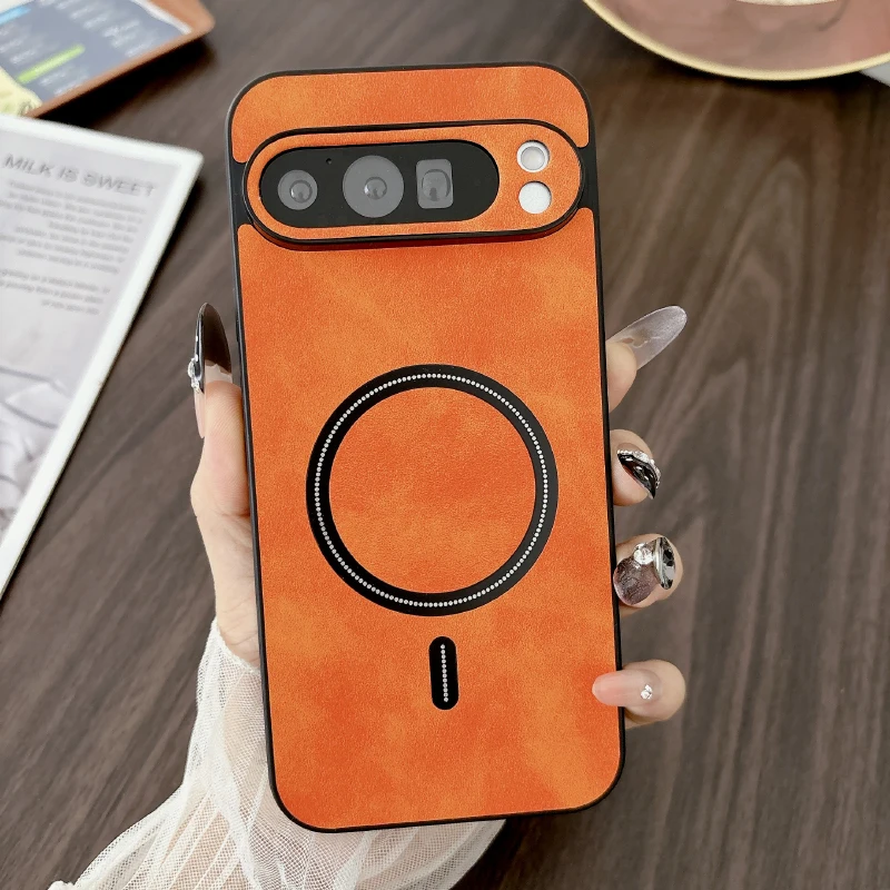 Luxury PU Leather Magnetic Wireless Charging Phone Case Back Cover