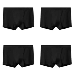 4 - Pack Men's Plus Size Cotton Boxer Briefs - Breathable & Comfortable Underwear - L (Black - 4pcs)