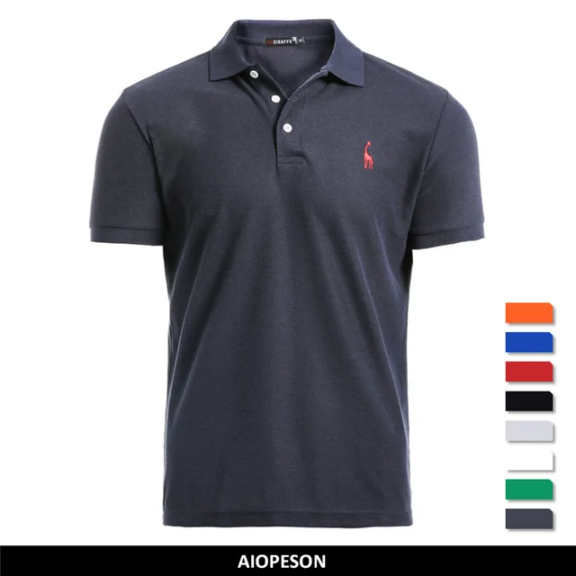 AIOPESON New Man Polo Shirt Mens Casual Deer Embroidery 35% Cotton Polo shirt Men Short Sleeve High Quantity polo men 1
