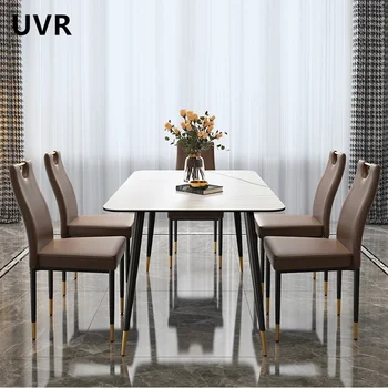 Alternative view of UVR Scandinavian Dining Chair Home Kitchen Backrest Chair Light Luxury Leather Mahjong Chair Dining Table and Chairs Furniture