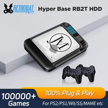 Retrobat 2T 휴대용 외장 게임 HDD, 100000 개 이상의 게임 내장, PSP/PS1/PS2/WII/MAME/DC 레트로 비디오 게임용 105 에뮬레이터 포함