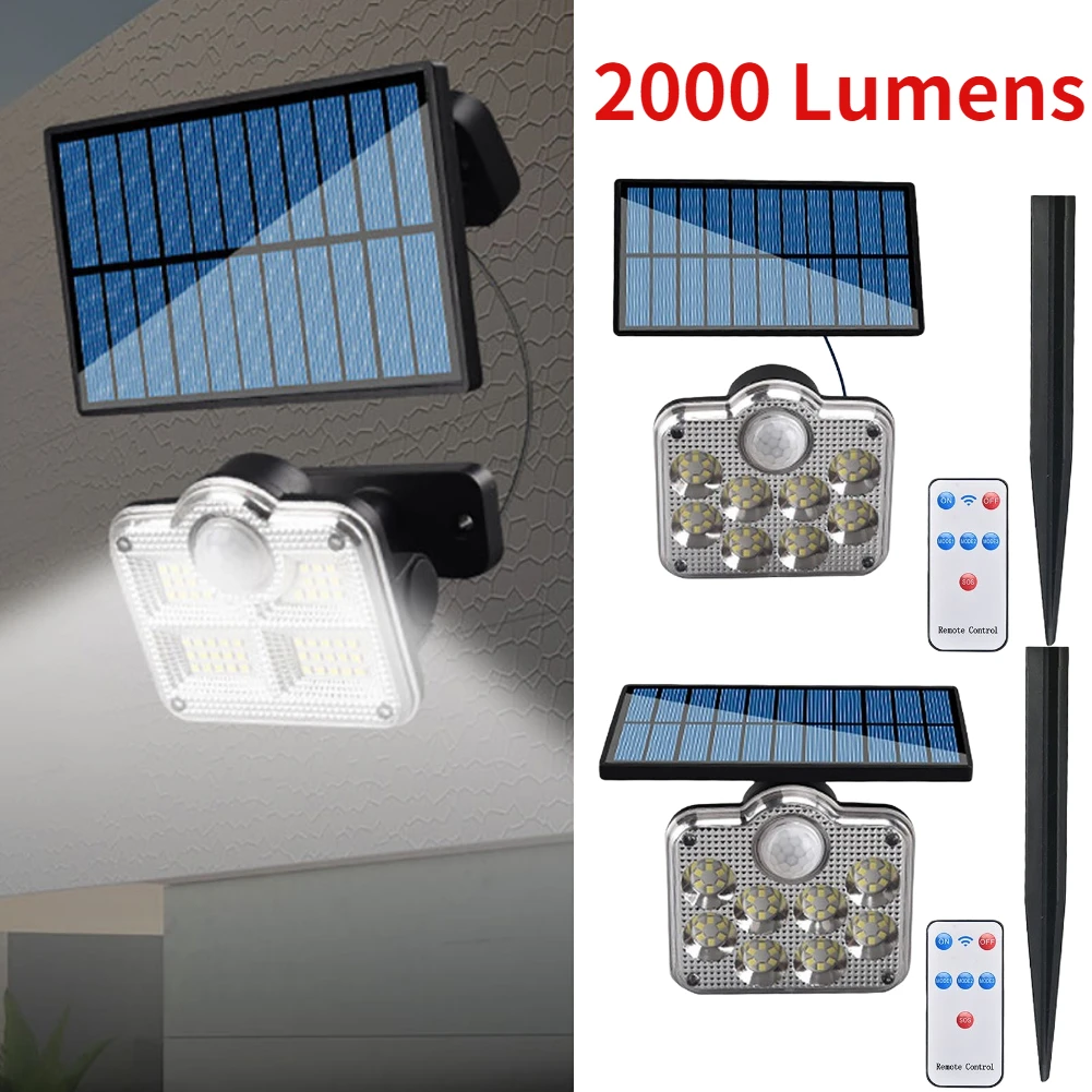 2000lm LED COB Solar Powered Light Outdoors Motion Sensor Sunlight Waterproof Wall Emergency Street Lamp for Garden Decor solar wall lights