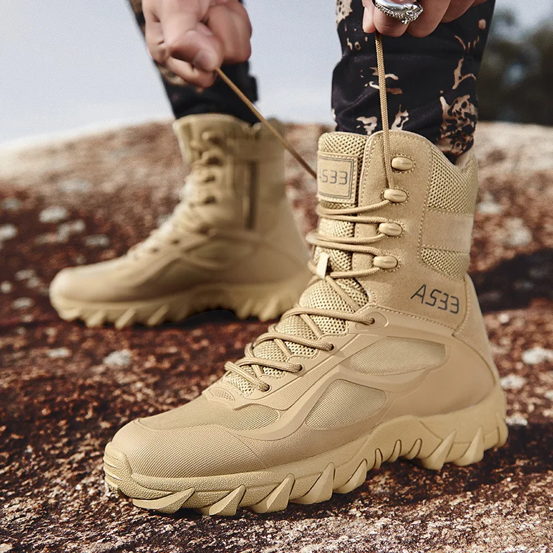 Large Size Military Combat Boots High-top Wear-resistant Training Shoes Men's Tactical Boots Tooling Botas