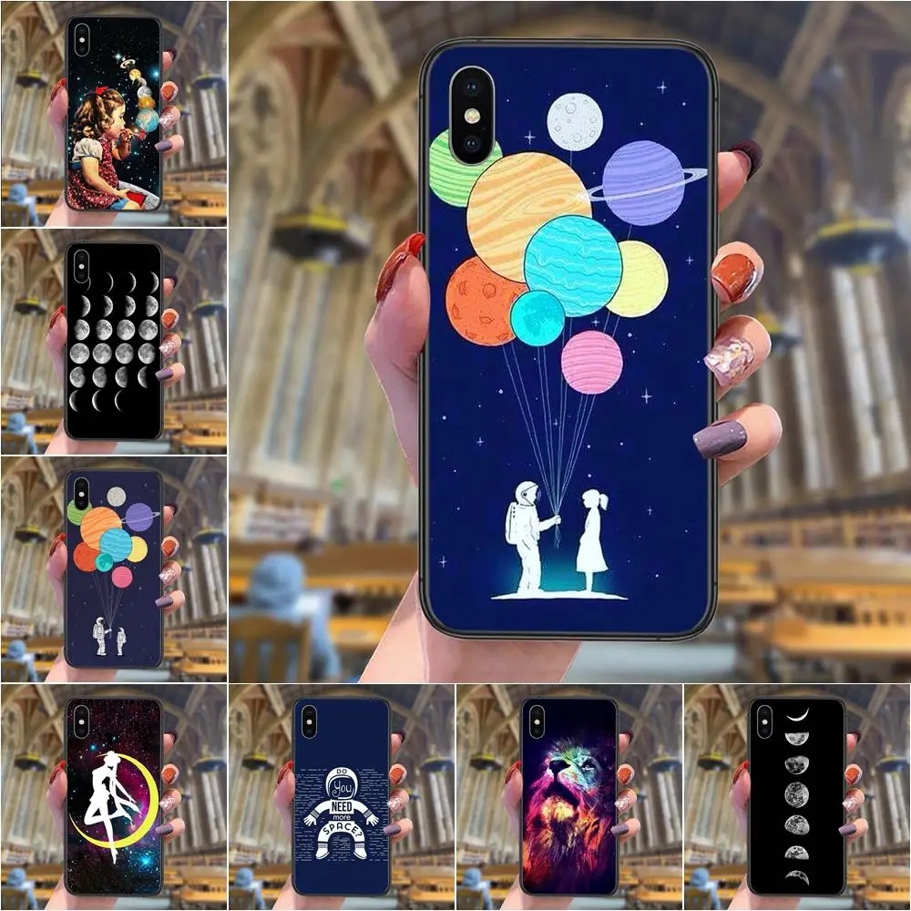 Black Etui Fashion Astronaut Pas Cher Per Samsung Galaxy S30 S21 S20 Fe S10 S10E S9 S8 S7 S6 Edge Lite Plus Ultra