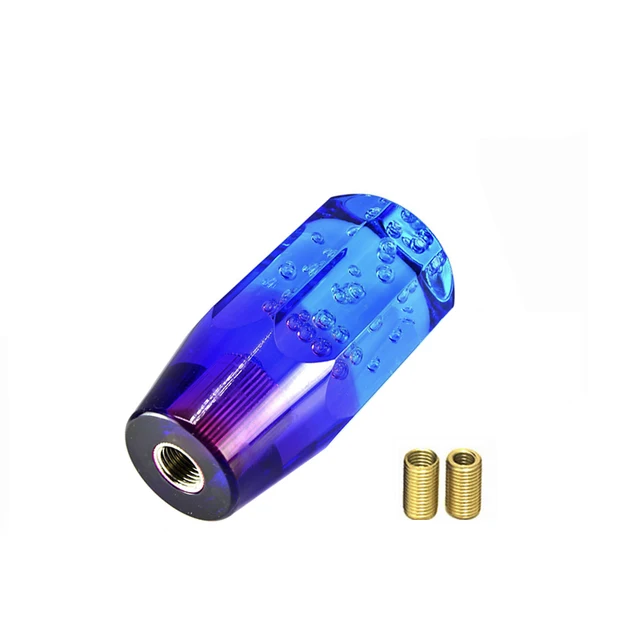 Purple Blue Transparent Bubble Crystal Shift Knob - 15cm Long Stick For Manual Or Automatic Cars
