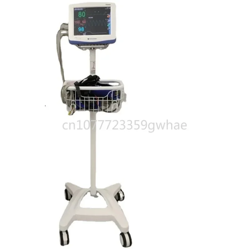 

Medical handcart, veterinary vital sign monitor, white PP plastic base, hospital furniture